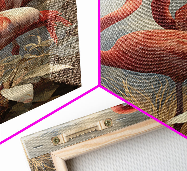Flamingo Pair in Elegant Coral and Cream Canvas Print, Animal Art, Nursery Decor, Living Room Decor, Fine Art, Creature, ANI-2x3-99
