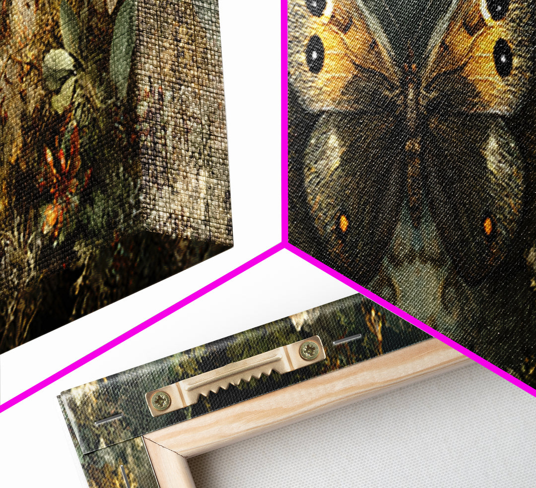 Butterfly Specimen Composition Framed Canvas Print, Animal Art, Trendy Wall Art, Living Room Decor, Fine Art, Creature, ANI-3x1-15