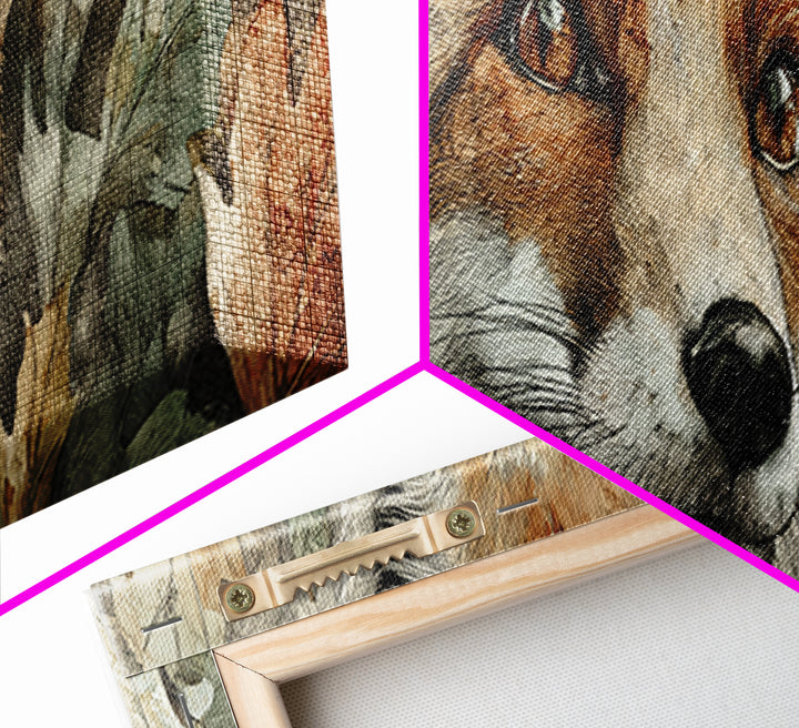 Dignified Fox Portrait Framed Canvas Print, Animal Art, Printable Art, Living Room Decor, Oil Painting, Creature, ANI-3x1-17