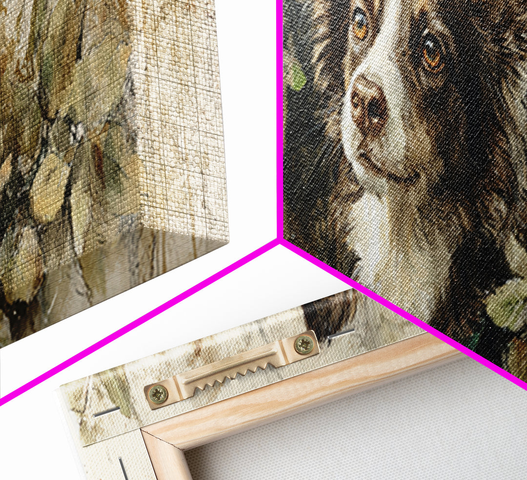 Dog Portrait with Painterly Collar and Loyal Canvas Print, Animal Art, Original Art, Living Room Decor, Fine Art, Creature, ANI-3x1-29
