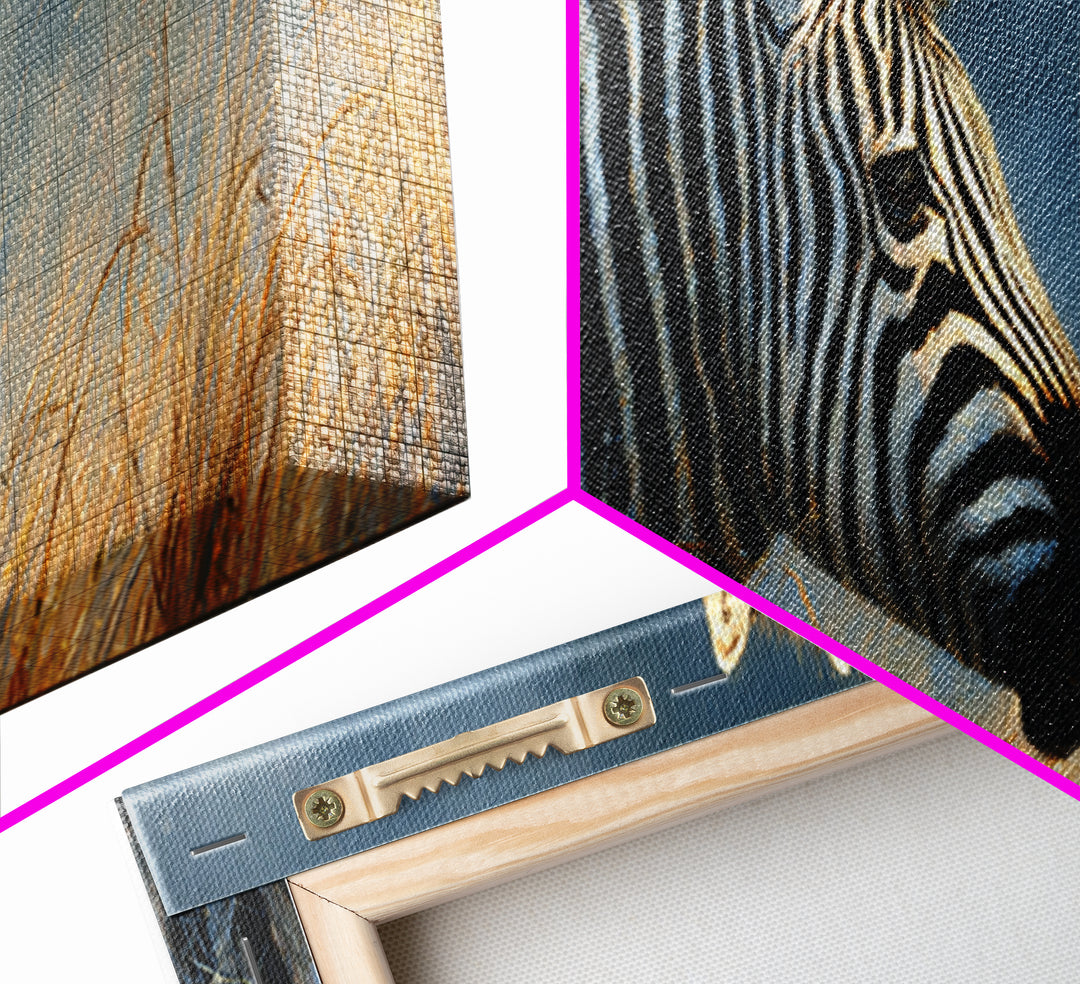 Zebra Portrait with Bold Graphic Stripe Pattern Canvas Print, Animal Art, Nursery Wall Art, Living Room Decor, Creature, ANI-3x1-33