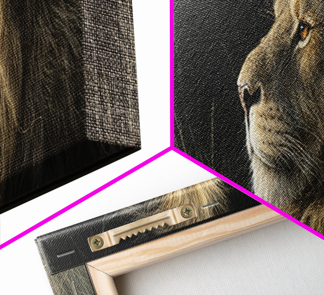 Regal Lion Profile Canvas Print, Animal Art, Farmhouse Decor, Living Room Decor, Abstract Art, Creature, Neutral Decor, ANI-3x1-49