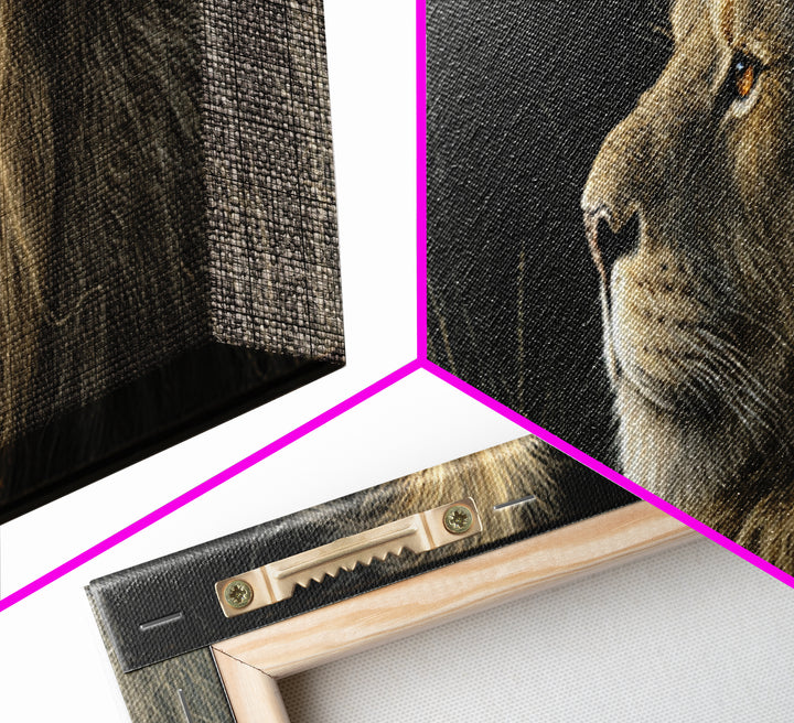 Regal Lion Profile Canvas Print, Animal Art, Farmhouse Decor, Living Room Decor, Abstract Art, Creature, Neutral Decor, ANI-3x1-49