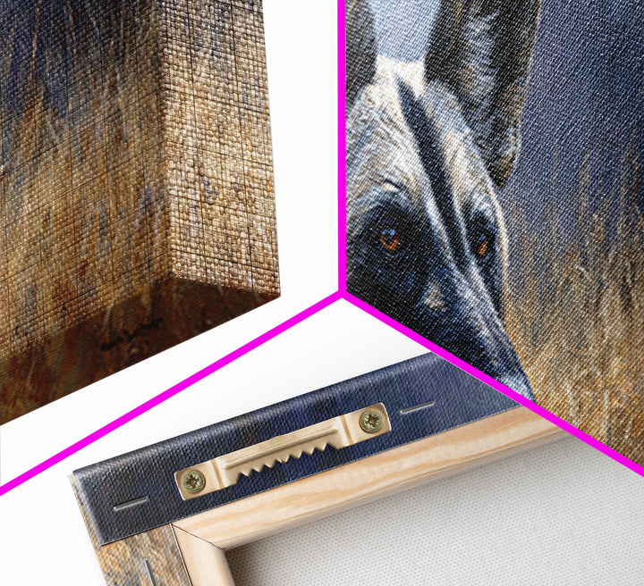 Dog Portrait with Painterly Collar and Loyal Framed Canvas Print, Animal Art, Printable Wall Art, Living Room Decor, Creature, ANI-3x1-5
