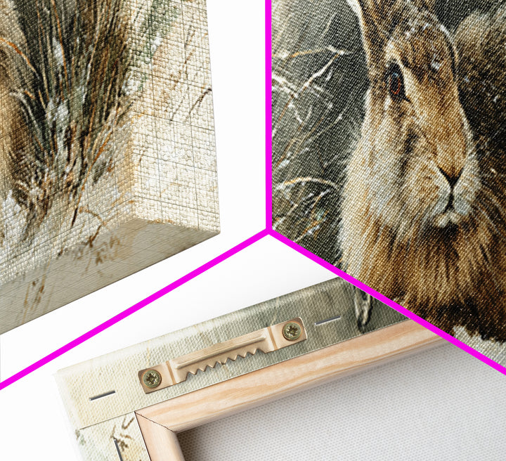 Curious Rabbit in a Soft Watercolor Meadow Framed Canvas Print, Animal Art, Modern Wall Art, Living Room Decor, Creature, ANI-3x1-69