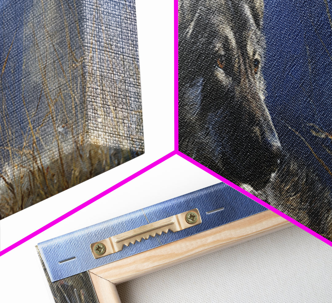 Dog Portrait with Painterly Collar and Loyal Framed Canvas Print, Animal Art, Nursery, Living Room Decor, Fine Art, Creature, ANI-3x1-77