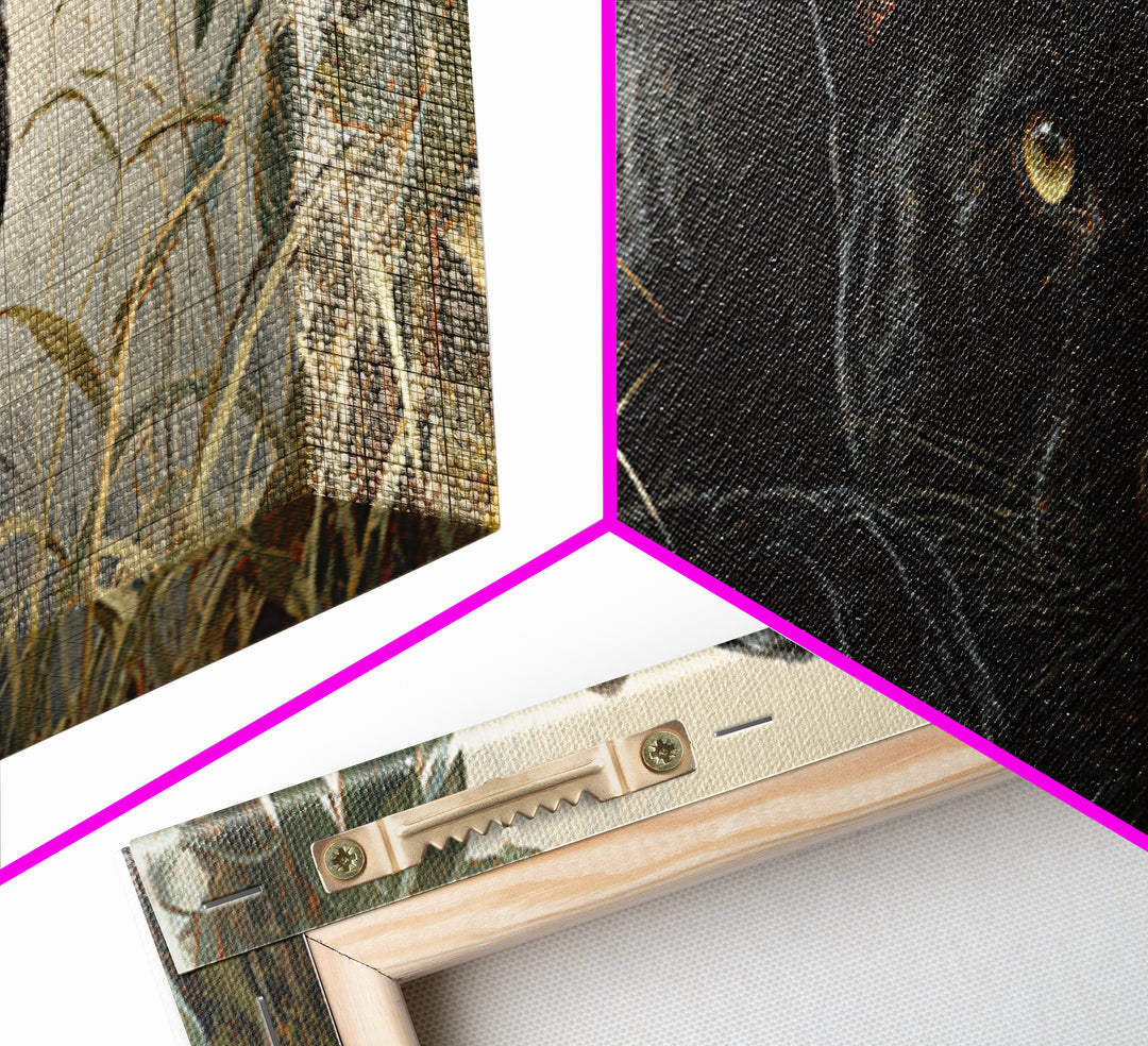 Dramatic Black Panther Emerging from Deep Jungle Canvas Print, Animal Art, Printable Art, Living Room Decor, Watercolor Art, ANI-3x1-94