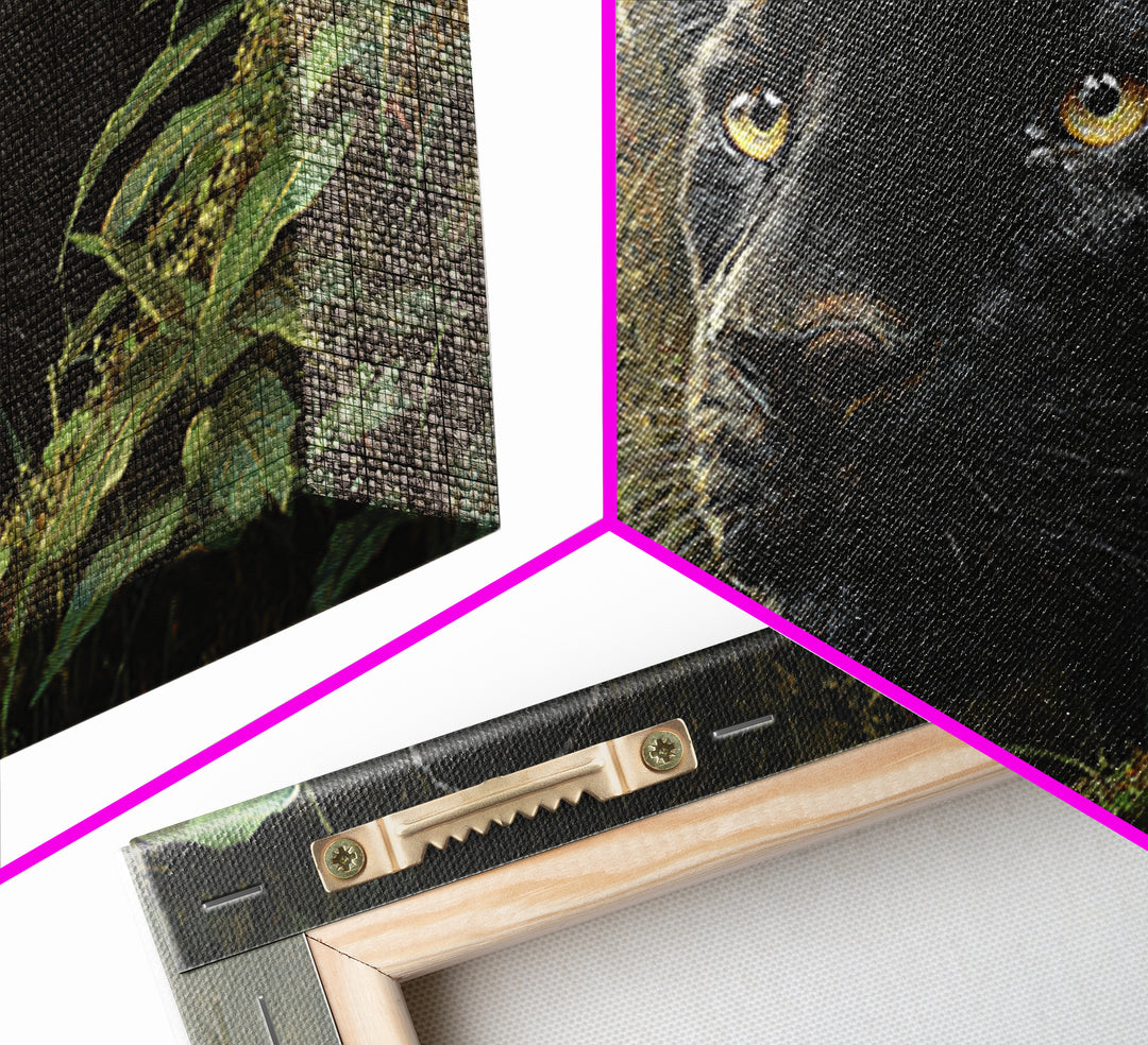 Dramatic Black Panther Emerging from Deep Jungle Canvas Print, Animal Art, Digital Wall Art, Living Room Decor, Creature, ANI-3x2-10