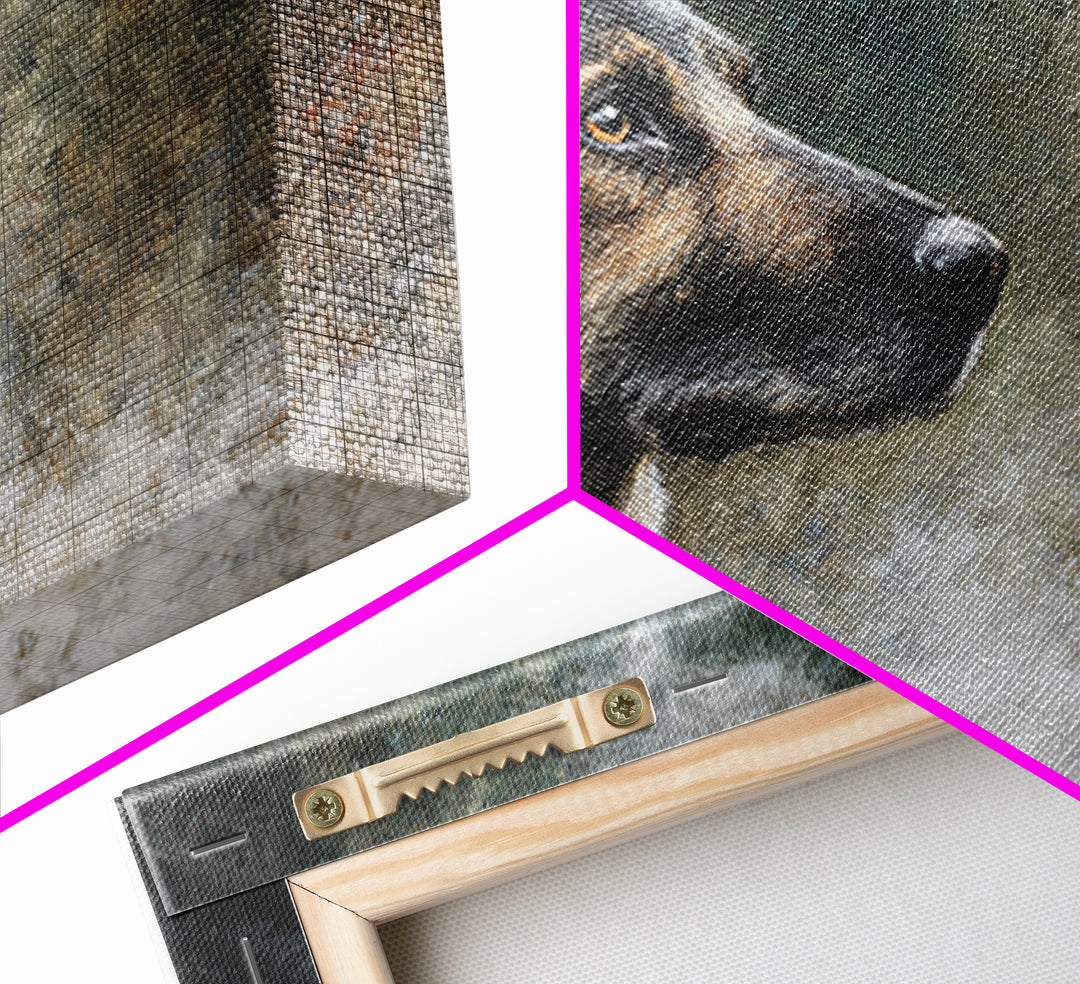 Dog Portrait with Painterly Collar and Loyal Canvas Print, Animal Art, Digital Print, Living Room Decor, Oil Painting, Creature, ANI-3x2-17