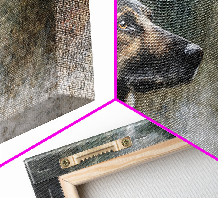Dog Portrait with Painterly Collar and Loyal Canvas Print, Animal Art, Digital Print, Living Room Decor, Oil Painting, Creature, ANI-3x2-17