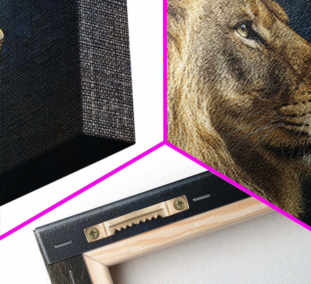 Regal Lion Profile Canvas Print, Animal Art, Living Room Decor, Oil Painting, Creature, Fine Art Print, Statement Artwork, ANI-3x2-37