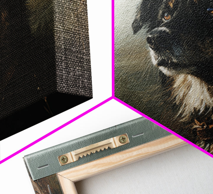 Dog Portrait with Painterly Collar and Loyal Framed Canvas Print, Animal Art, Boho Wall Art, Living Room Decor, Creature, ANI-3x2-41