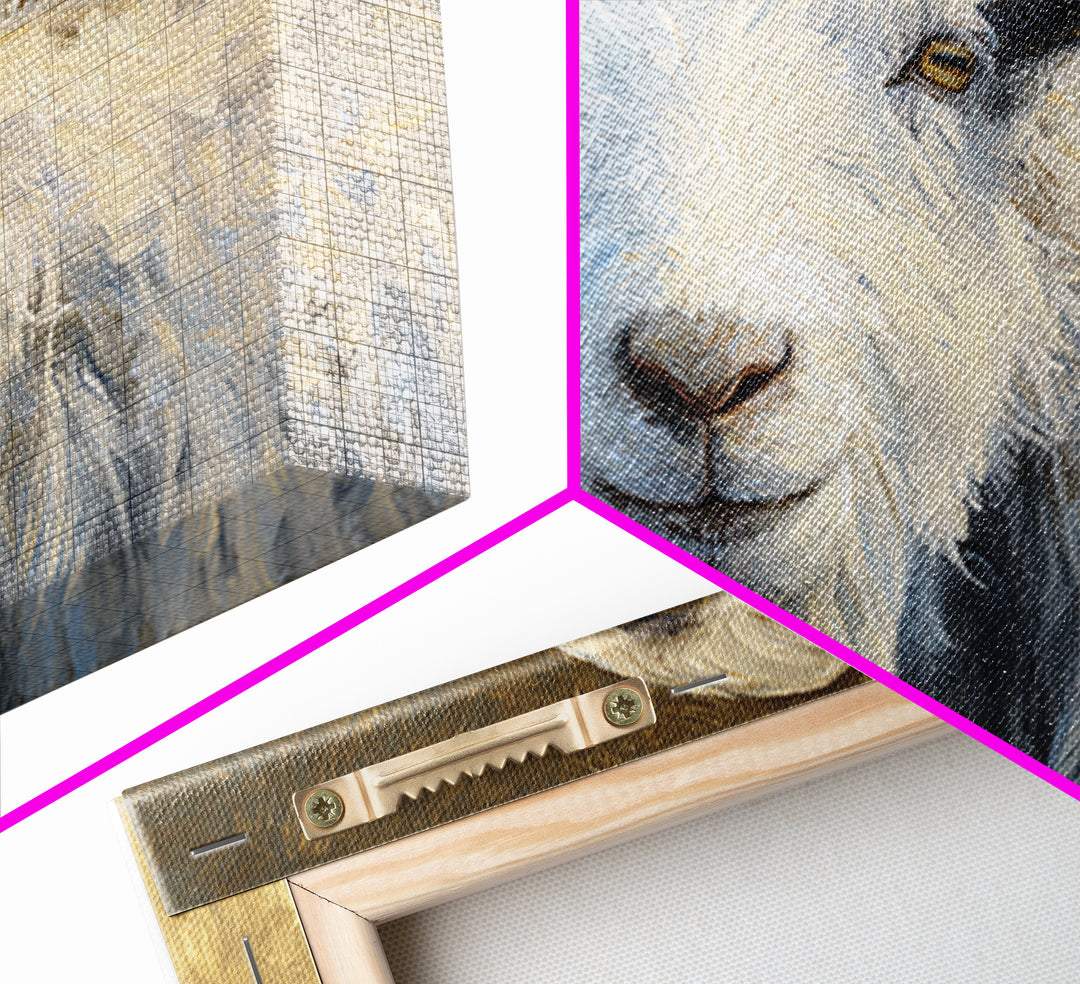 Goat Portrait with Rustic Folk Art Personality Canvas Print, Animal Art, Modern Wall Art, Living Room Decor, Fine Art, Creature, ANI-3x2-49