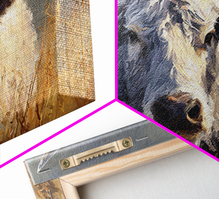 Gentle Cow Portrait Framed Canvas Print, Animal Art, Art Print, Living Room Decor, Fine Art, Creature, Digital Art, Printable, ANI-3x2-59