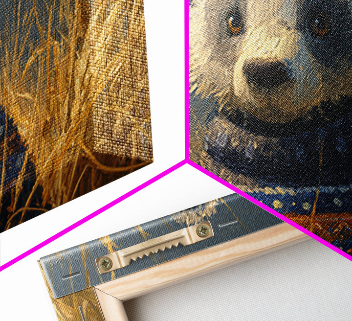 Whimsical Bear in a Patterned Sweater with Framed Canvas Print, Animal Art, Oil Painting, Living Room Decor, Fine Art, Creature, ANI-3x2-6