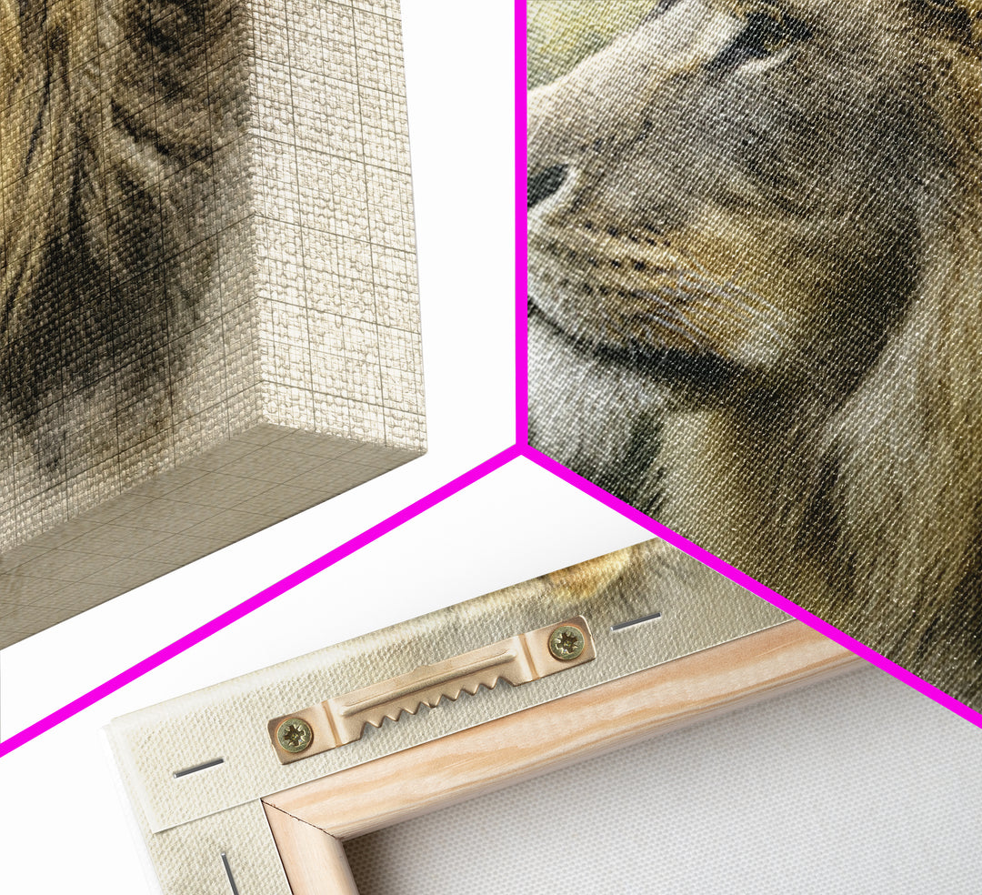 Regal Lion Profile Canvas Print, Animal Art, Living Room Decor, Oil Painting, Creature, Fine Art Print, Statement Artwork, ANI-3x2-61