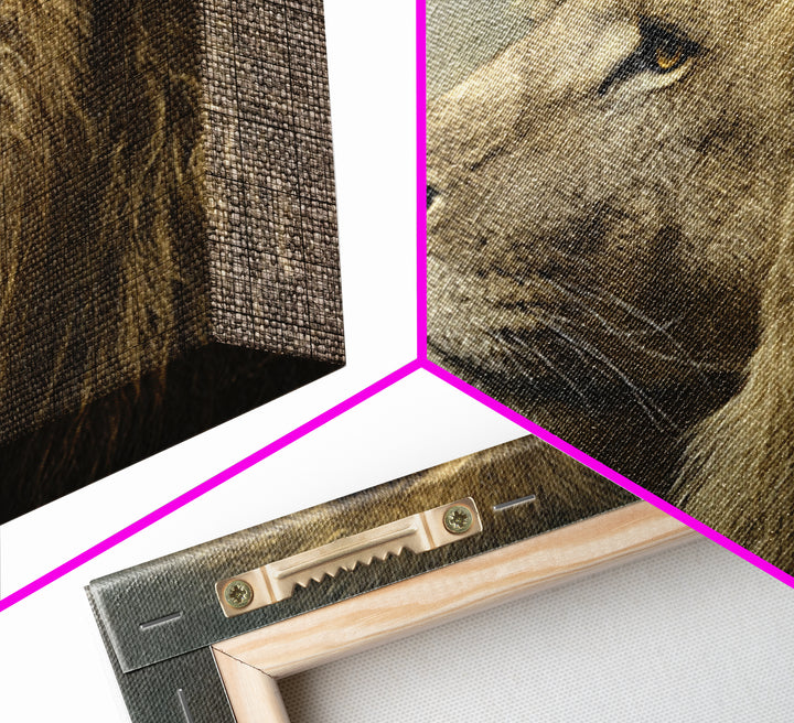 Regal Lion Profile Framed Canvas Print, Animal Art, Safari Nursery Decor, Living Room Decor, Fine Art, Creature, ANI-3x2-85