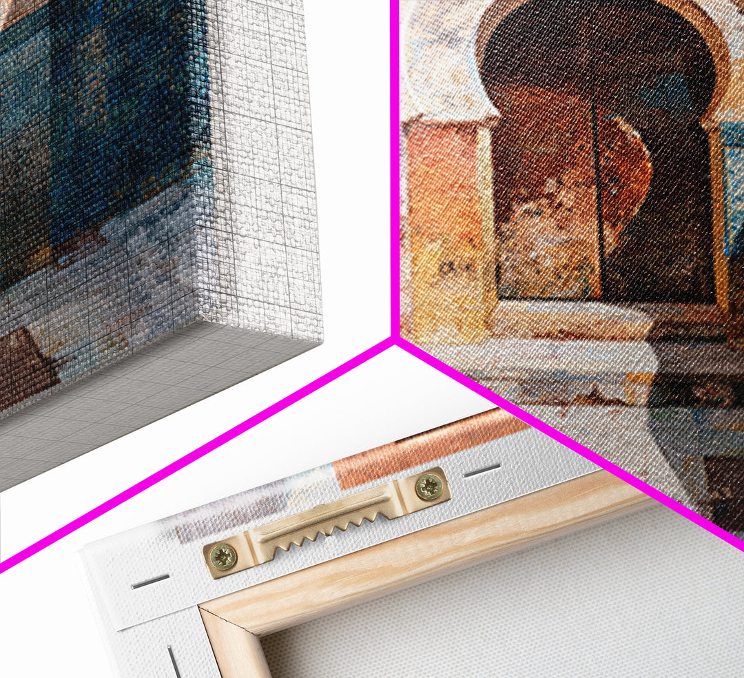 Architectural Archway in Warm Mediterranean Light Canvas Print, Art, Art Nouveau, Living Room Decor, Oil Painting, ART-1x1-22
