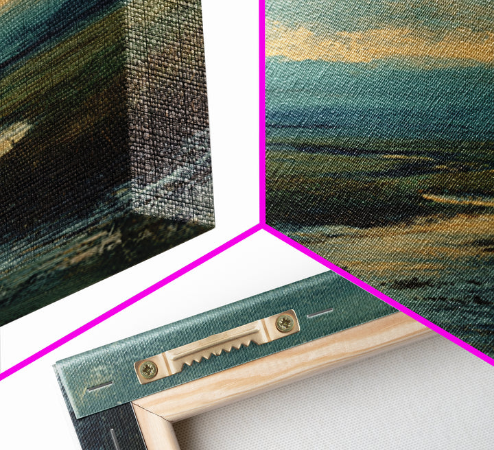 Classic Landscape with Winding River and Atmospheric Framed Canvas Print, Art, Art Nouveau, Living Room Decor, Oil Painting, ART-1x1-27