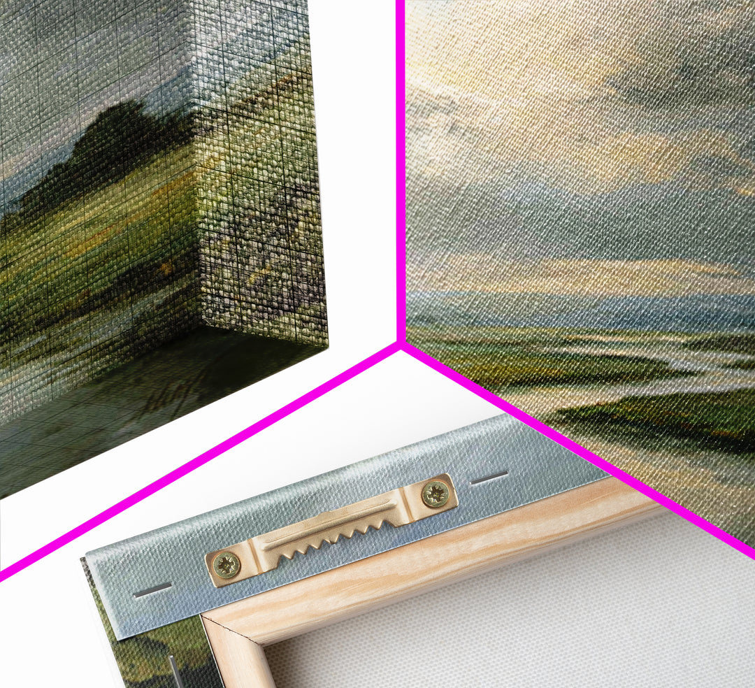 Classic Landscape with Winding River and Atmospheric Canvas Print, Art, Art Commission, Living Room Decor, Fine Art, ART-1x1-3
