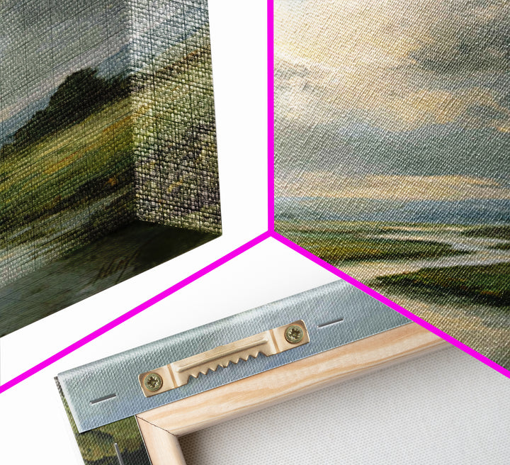 Classic Landscape with Winding River and Atmospheric Canvas Print, Art, Art Commission, Living Room Decor, Fine Art, ART-1x1-3