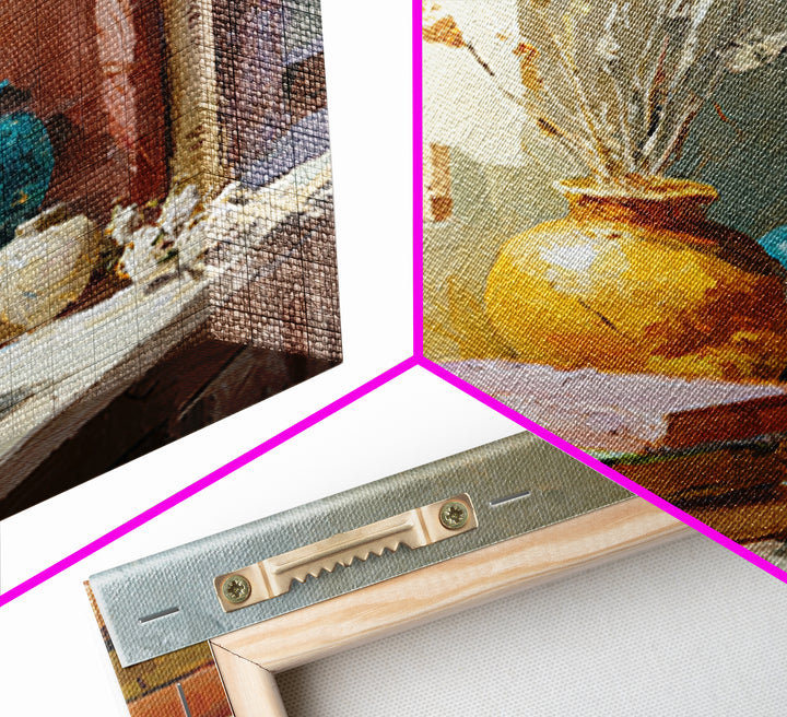 Sunlit Interior Still Life Framed Canvas Print, Art, Prints Wall Art, Living Room Decor, Fine Art, Fine Art Print, ART-1x1-38