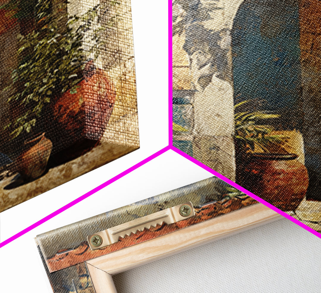 Architectural Archway in Warm Mediterranean Light Framed Canvas Print, Art, Textured Wall Art, Living Room Decor, Fine Art, ART-1x1-46