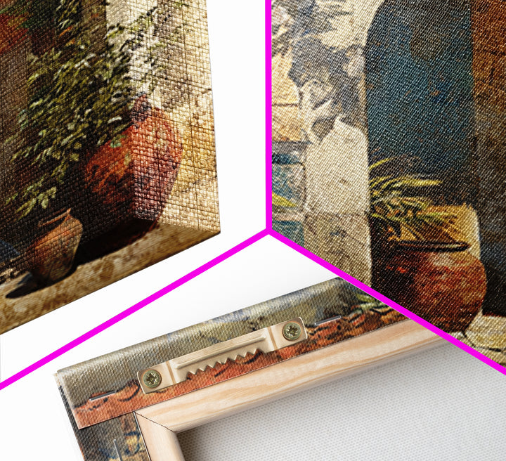 Architectural Archway in Warm Mediterranean Light Framed Canvas Print, Art, Textured Wall Art, Living Room Decor, Fine Art, ART-1x1-46