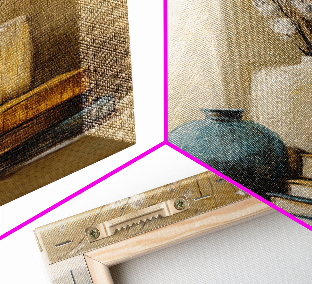 Sunlit Interior Still Life Framed Canvas Print, Art, Prints Wall Art, Living Room Decor, Fine Art, Fine Art Print, ART-1x1-62