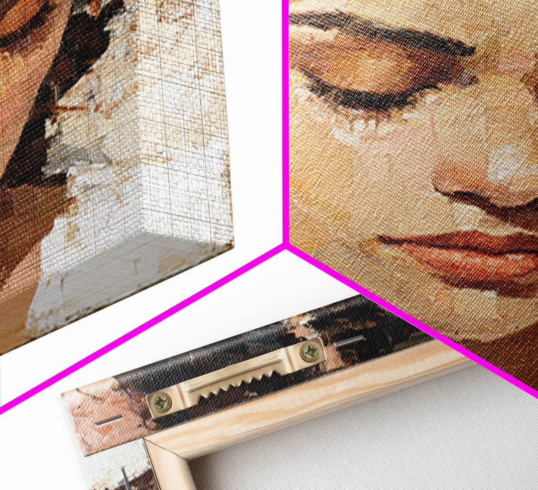 Expressive Portrait with Dramatic Light and Textured Canvas Print, Art, Printable Art, Living Room Decor, Oil Painting, ART-1x1-76