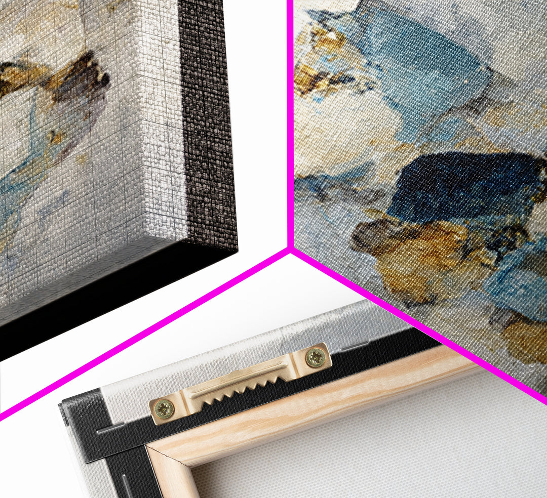 Modern Sculptural Shapes Rendered as Painted Forms Framed Canvas Print, Art, Resin Art, Living Room Decor, Abstract Art, ART-1x1-78