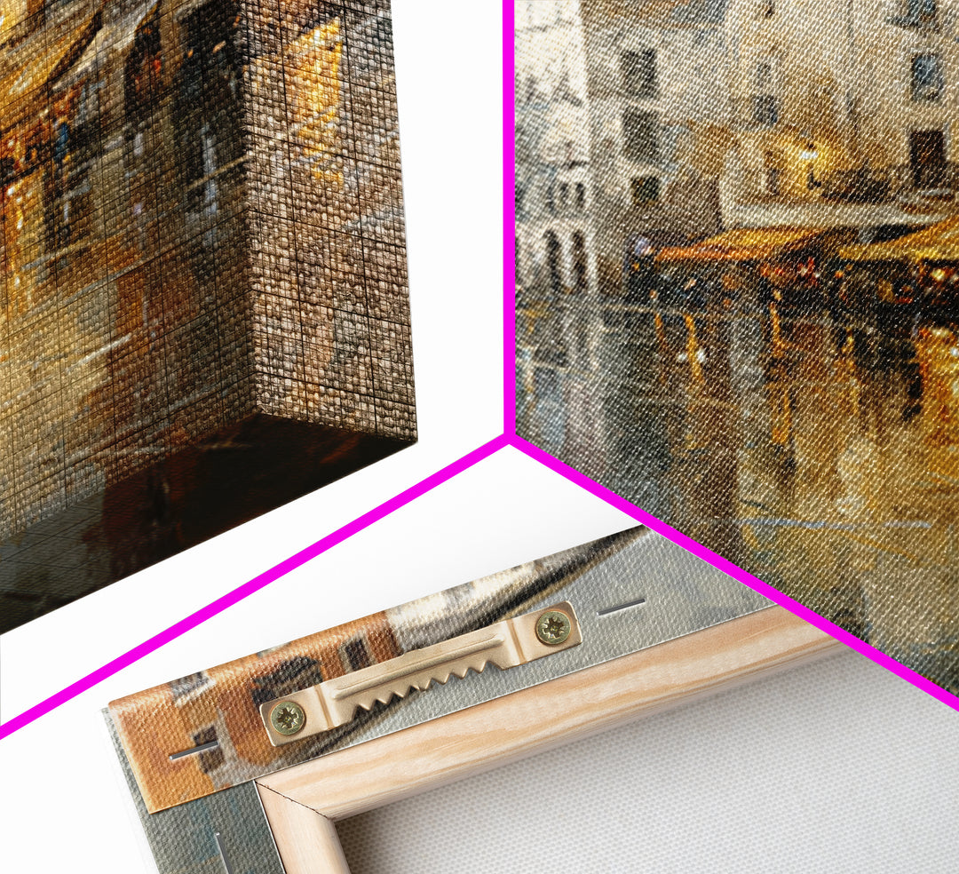 Moody City Scene Reflected Canvas Print, Art, Boho Wall Art, Living Room Decor, Oil Painting, Textured Painting, ART-1x1-82