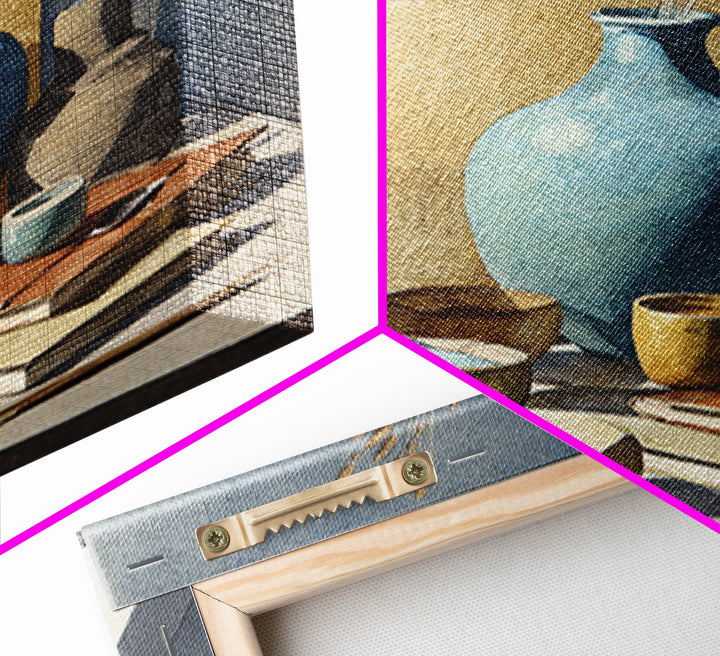 Sunlit Interior Still Life Canvas Print, Art, Pink Wall Art, Living Room Decor, Fine Art, Textured Painting, ART-1x1-86