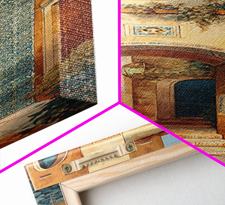 Architectural Archway in Warm Mediterranean Light Canvas Print, Art, Framed Wall Art, Living Room Decor, Fine Art, ART-1x3-10