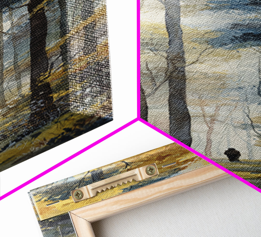 Woodland Path with Golden Autumn Atmosphere Canvas Print, Art, Digital Wall Art, Living Room Decor, Fine Art, ART-1x3-11