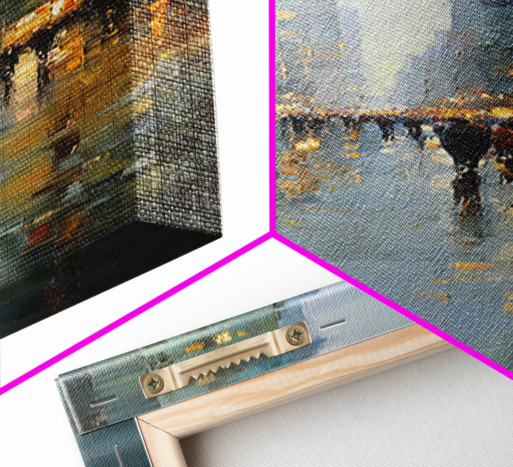 Moody City Scene Reflected Canvas Print, Art, Canvas Art, Living Room Decor, Fine Art, Horizontal Wall Art, Home Decor, ART-1x3-22