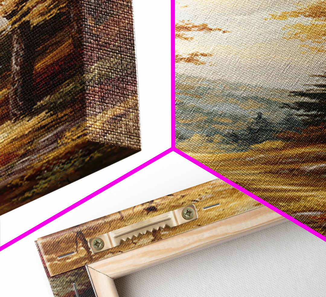 Woodland Path with Golden Autumn Atmosphere Canvas Print, Art, Modern Decor, Living Room Decor, Fine Art, Art Prints, ART-1x3-35