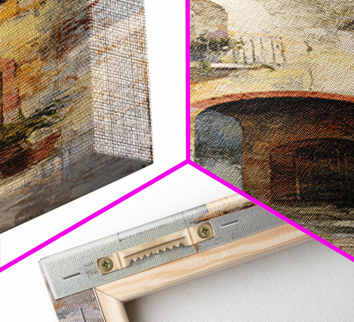 Architectural Archway in Warm Mediterranean Light Framed Canvas Print, Art, Black Art, Living Room Decor, Watercolor Art, ART-1x3-58