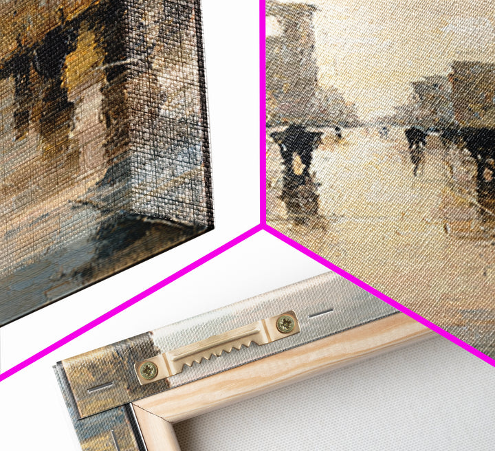 Moody City Scene Reflected Canvas Print, Art, Pink Wall Art, Living Room Decor, Fine Art, Textured Painting, ART-1x3-94