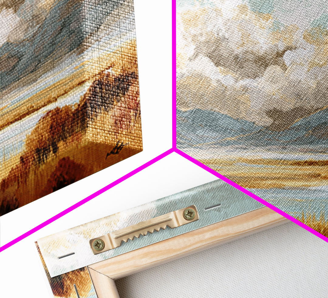 Quiet Mountain Scene Framed Canvas Print, Art, Statement Artwork, Living Room Decor, Fine Art, Digital Art, Printable Wall Art, ART-2x1-13