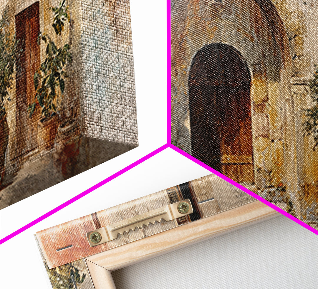 Architectural Archway in Warm Mediterranean Light Framed Canvas Print, Art, Home Decor, Living Room Decor, Fine Art, ART-2x1-18