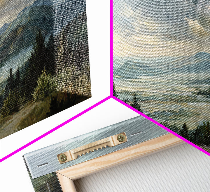 Quiet Mountain Scene Framed Canvas Print, Art, Statement Artwork, Living Room Decor, Fine Art, Digital Art, Printable Wall Art, ART-2x1-37