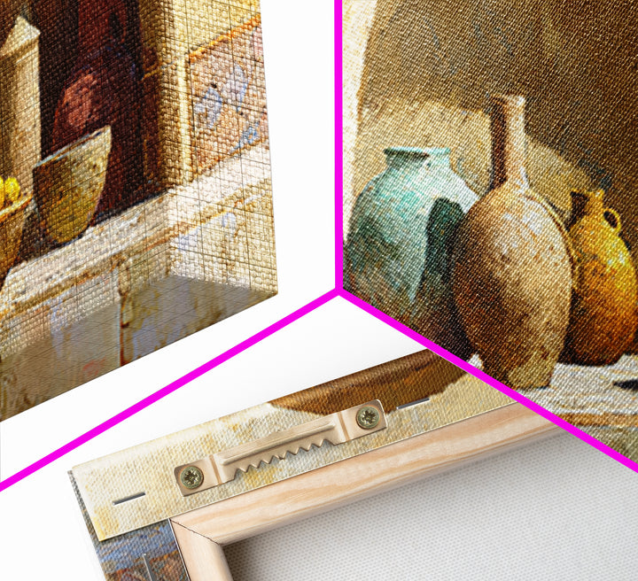 Architectural Archway in Warm Mediterranean Light Framed Canvas Print, Art, Home Decor, Living Room Decor, Fine Art, ART-2x1-42