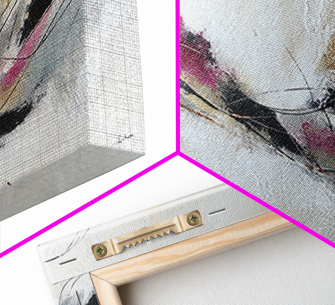 Contemporary Abstract with Layered Pigments and Energetic Framed Canvas Print, Art, Boho Decor, Living Room Decor, Fine Art, ART-2x1-46