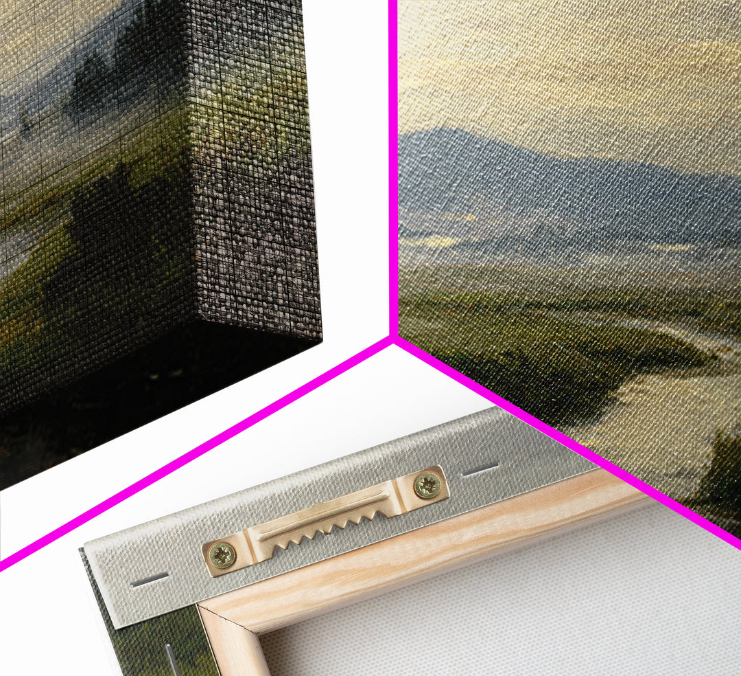 Classic Landscape with Winding River and Atmospheric Canvas Print, Art, Digital Wall Art, Living Room Decor, Fine Art, ART-2x1-47