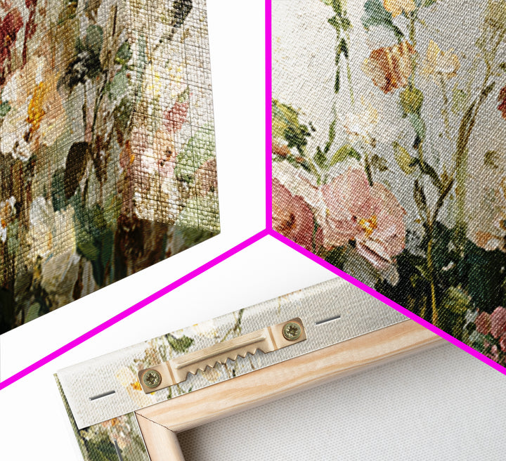 Painterly Meadow with Loose Impressionist Flowers Framed Canvas Print, Art, Canvas Art, Living Room Decor, Watercolor Art, ART-2x1-59