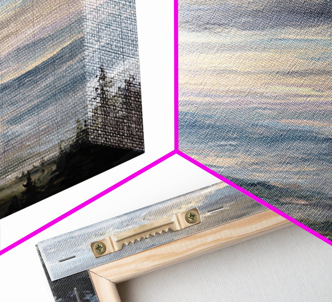Quiet Mountain Scene Framed Canvas Print, Art, Boho Decor, Living Room Decor, Oil Painting, Printable Wall Art, ART-2x3-25