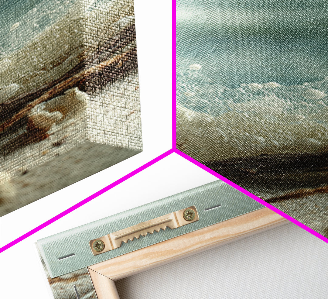 Dramatic Seascape with Foam and Storm Clouds Framed Canvas Print, Art, Prints Wall Art, Living Room Decor, Abstract Art, ART-2x3-56