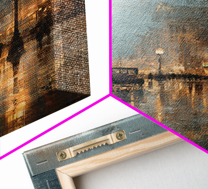 Moody City Scene Reflected Canvas Print, Art, Room Decor, Living Room Decor, Oil Painting, Art Commission, Digital Wall Art, ART-2x3-66