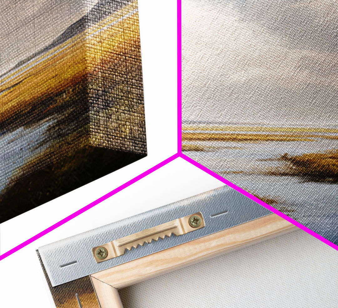 Classic Landscape with Winding River and Atmospheric Framed Canvas Print, Art, Art Print, Living Room Decor, Fine Art, ART-2x3-83